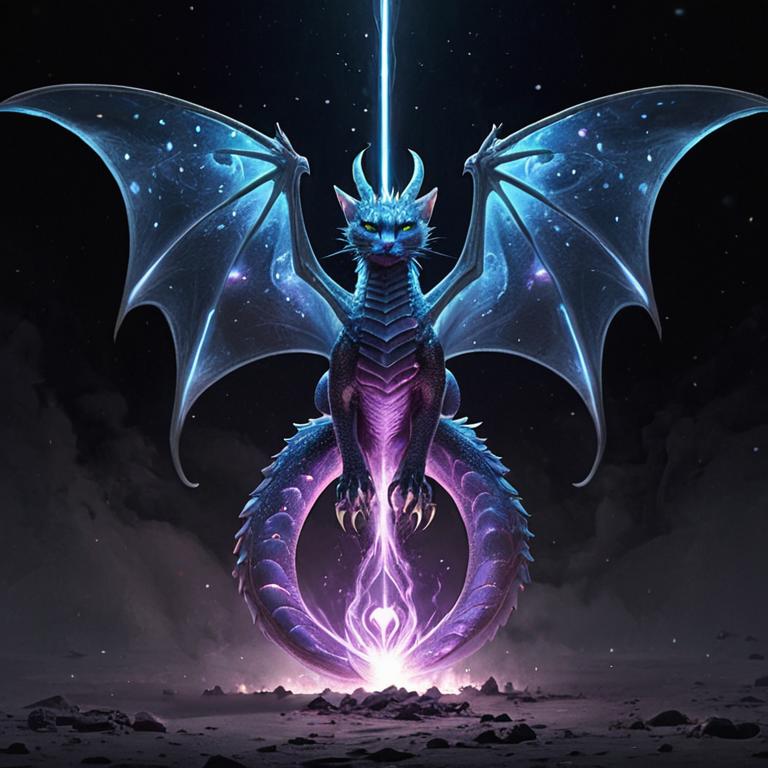01065-3758475449-In the heart of a shadowed, glowing galaxy, sleek cybernetically enhanced cats clad in elegant armor stand boldly atop majestic.png